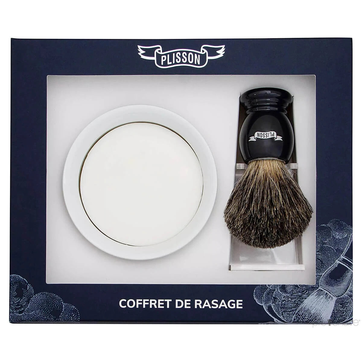 Plisson Starter Kit, Russian Grey Badger & Shaving Bowl W/Soap-Barbersett-Plisson 1808-JK Shop