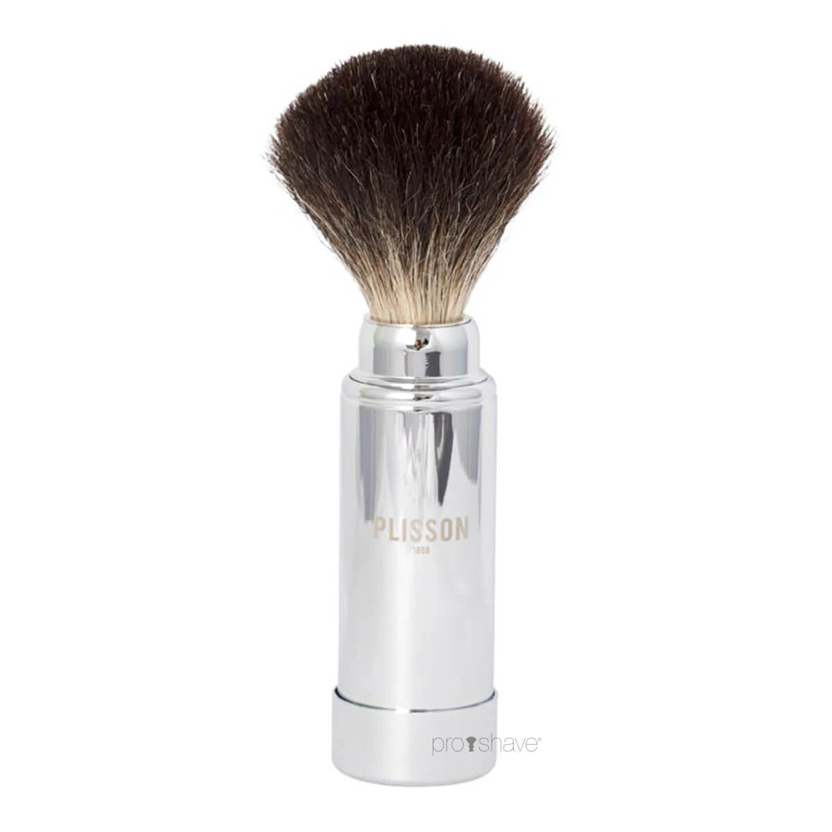 Plisson Travel Brush, Pure Black Badger & Chrome- Size 8-Barberkost-Plisson 1808-JK Shop