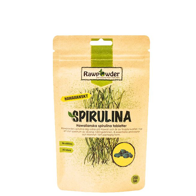 Rawpowder Hawaiianske Spirulinatabletter Økologisk 200 stk -  - JK-Shop