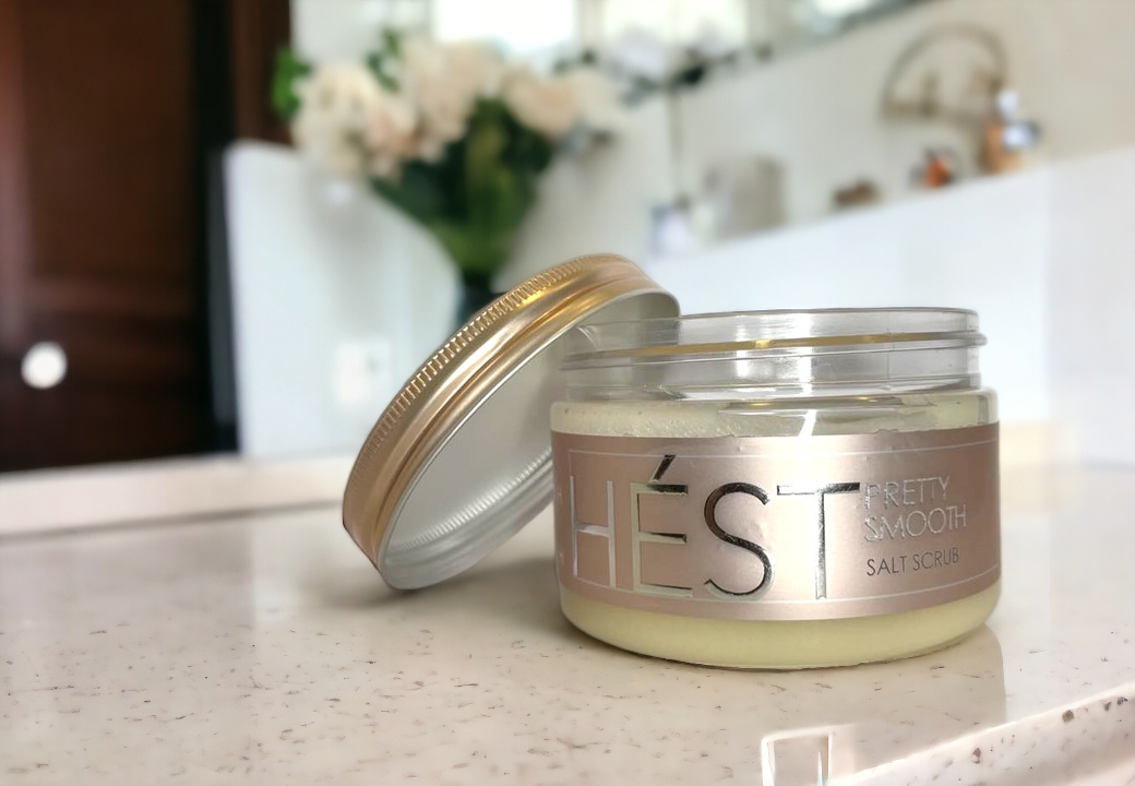 Terrigeno HEST Salt Scrub + Rosenkvartsstener Pretty Smooth - Skrubb - JK-Shop