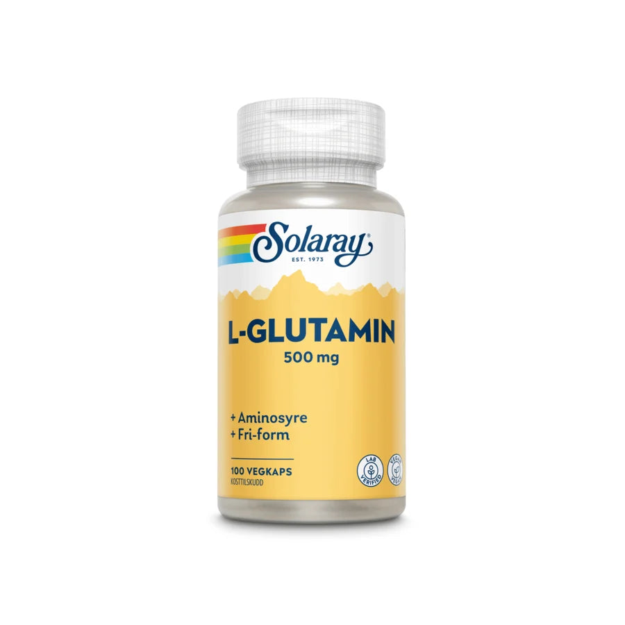 Solaray L-glutamin 500 mg 100 kapsler - Individuelle Aminosyrer - JK-Shop