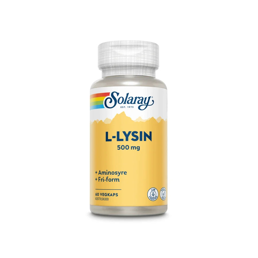 Solaray L-lysin 500 mg 60 kapsler - Individuelle Aminosyrer - JK-Shop