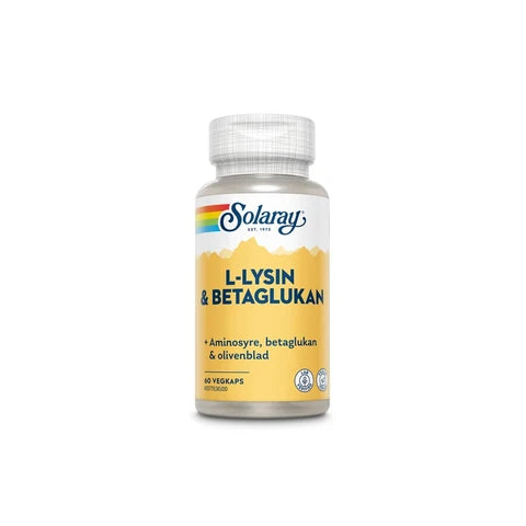 Solaray L-lysin & betaglukan 500 mg 60 kapsler - Individuelle Aminosyrer - JK-Shop
