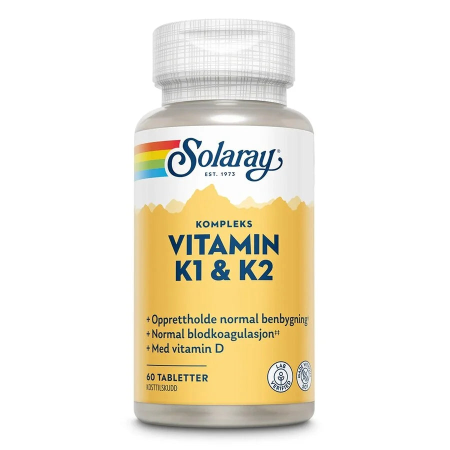 Solaray Vitamin K1 & K2 60 tabletter - Vitaminer og kosttilskudd - JK-Shop