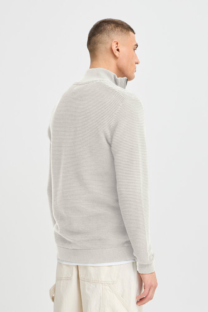 Solid Valencia half zip strikkegenser detalj