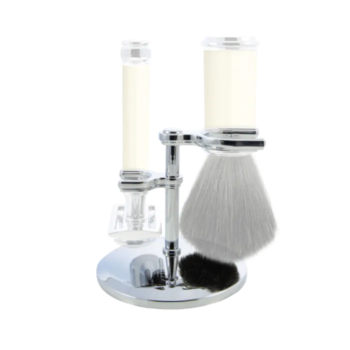Stand for Double Edge safety razor and shaving brush, chrome plated - Barbertilbehør - JK-Shop