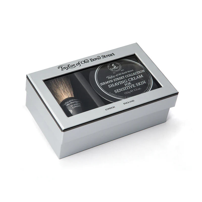 Taylor of Old Bond Street Black Pure Badger Brush & Jermyn Street Gift Box - Barbersett - JK-Shop