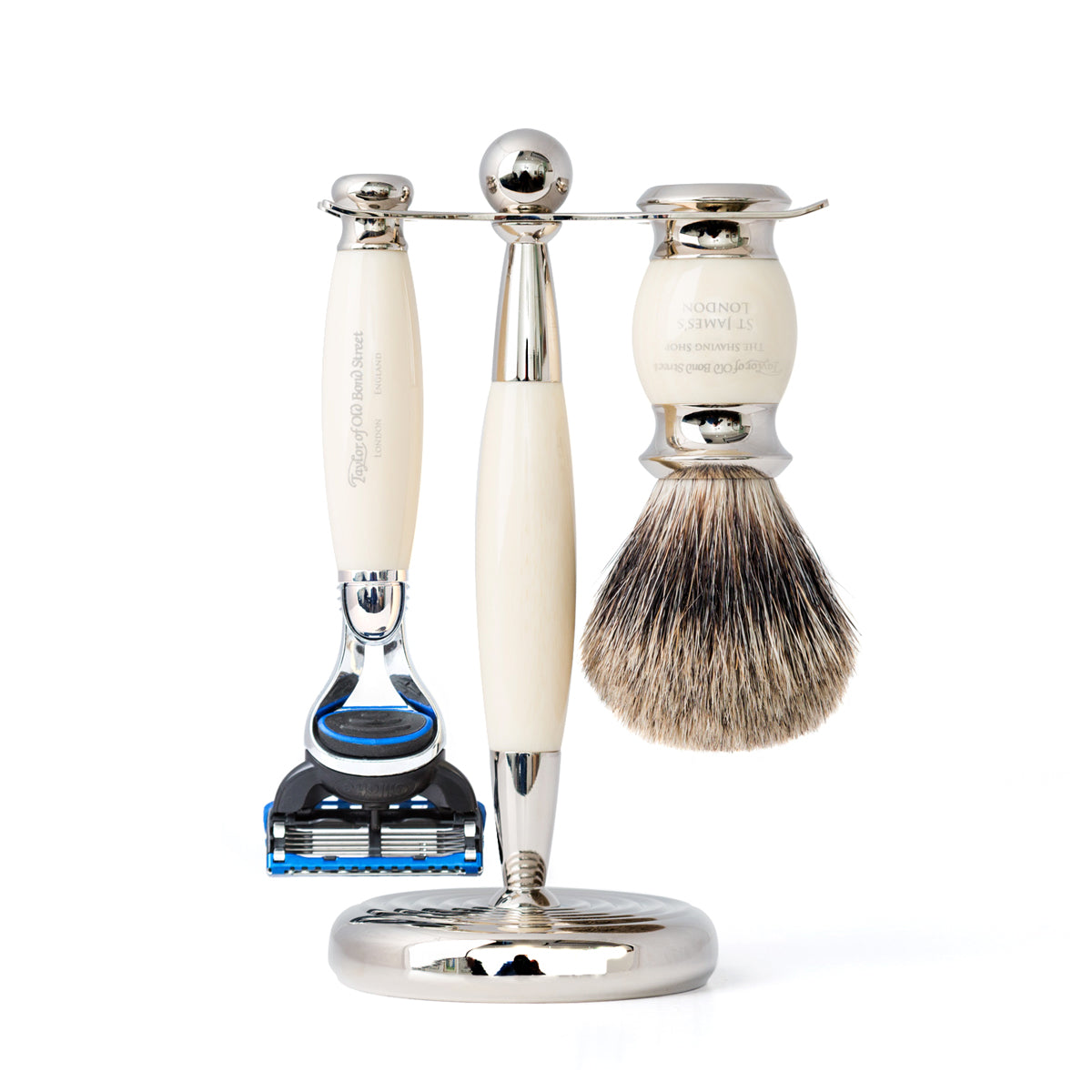 Taylor of Old Bond Street Shaving Set Fusion Razor and Pure Badger Brush - Barbersett - JK-Shop