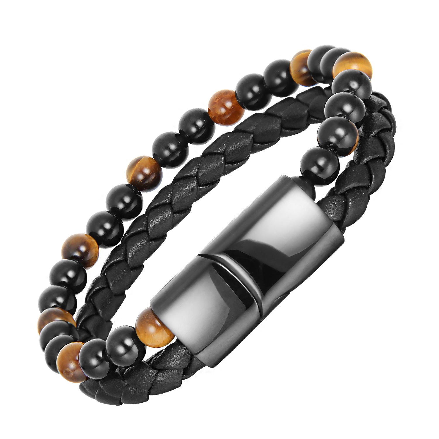 Tiger Eye Magnetico - Lærarmbånd med Perler - Armbånd - JK-Shop