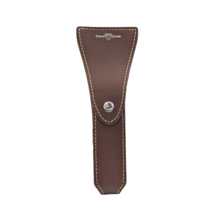 Travel case for razor, genuine leather, brown (supplied empty) - Barbertilbehør - JK-Shop