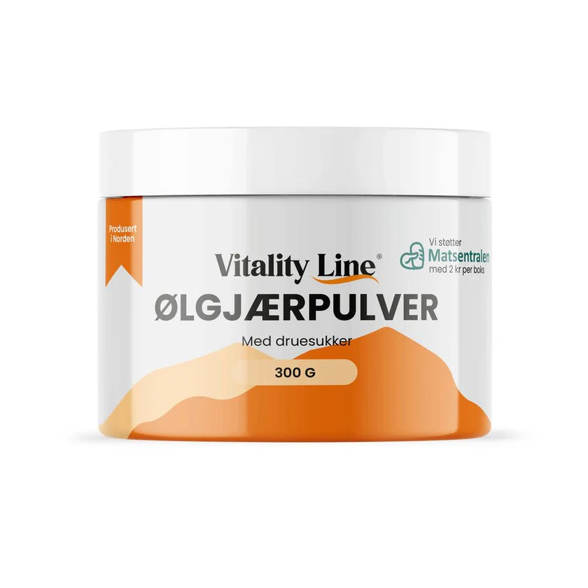 VITALITY LINE ØLGJÆRPULVER M DRUESUKKER 300 GR - Vitaminer og kosttilskudd - JK-Shop