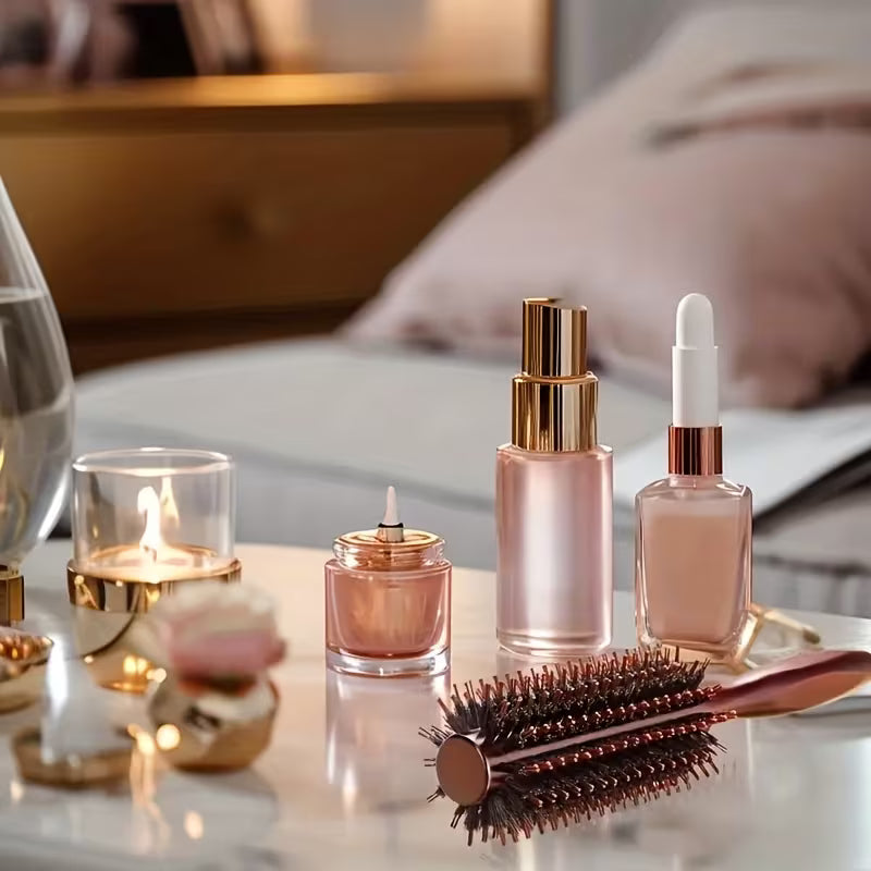 Vintage Hårbørste Ergonomisk grep, solid konstruksjon, rødbrune nylonbust for hjemme- og salongbruk -  - JK-Shop