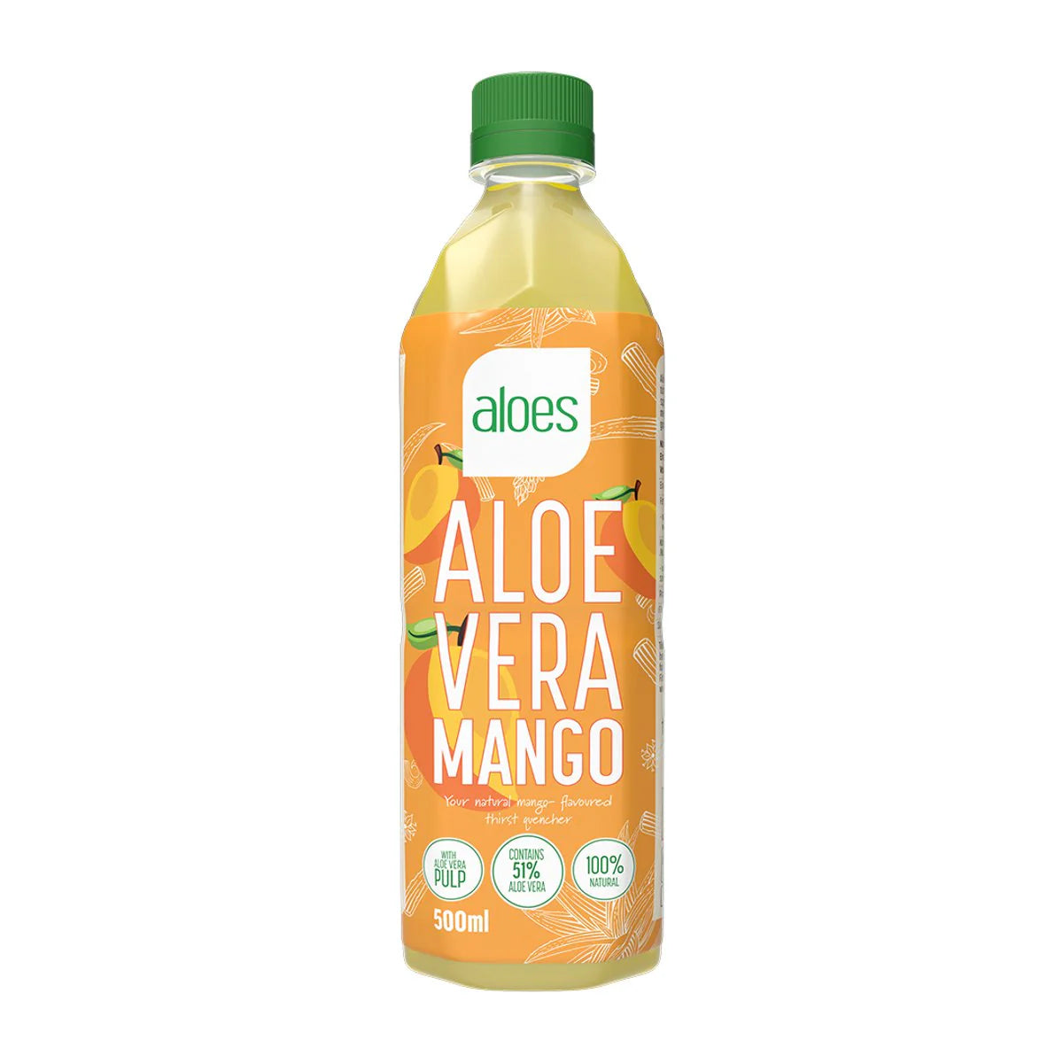 Aloes Aloe Vera, 500ml x 12stk, Mango