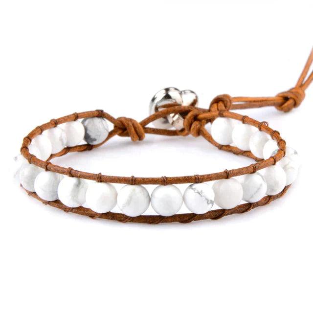 Ekte naturlig stein/perler i hjerteformet med skinnsnor armbånd | Armbånd | Smykker | JK SHOP | JK Barber og herre frisør | Lavepriser | Best