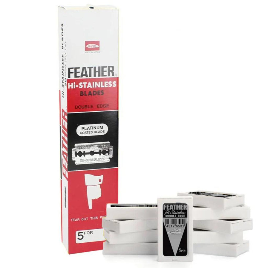 Feather, Hi-Stainless Double Edge Razor Blades | Barberblad | Feather | JK SHOP | JK Barber og herre frisør | Lavepriser | Best