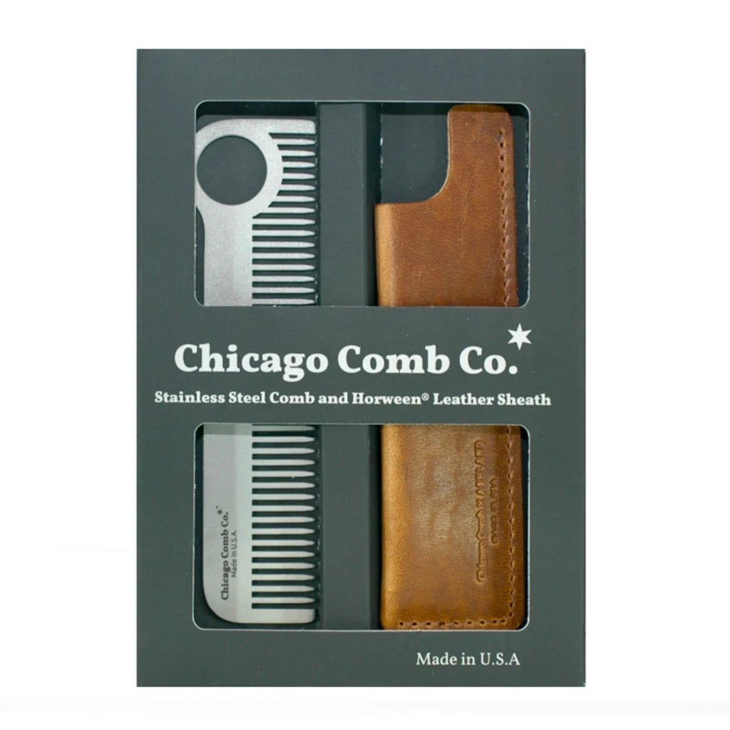 Chicago Comb, Giftbox Model No. 1 RVS + Etui
