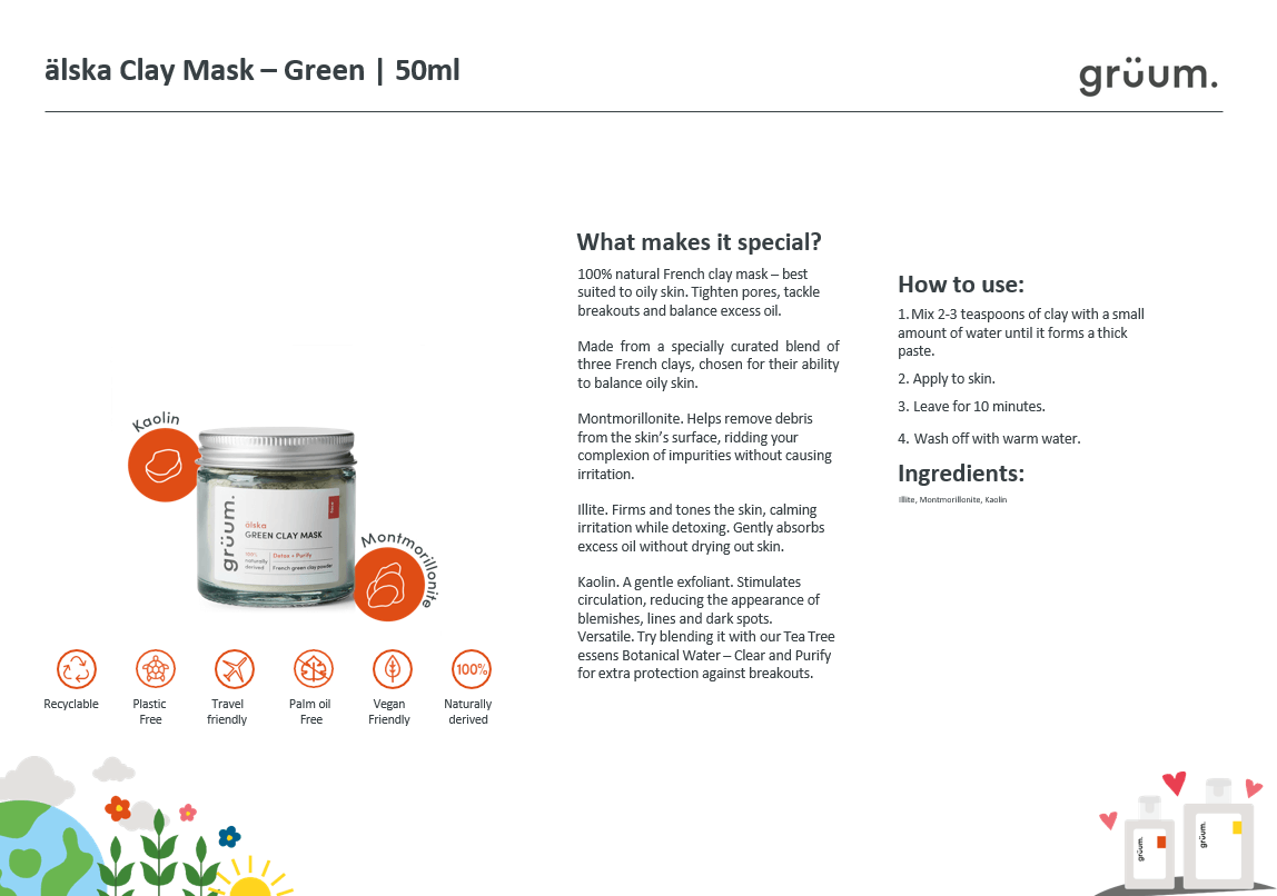 grüum älska Green Clay Face Mask-Gruum-Ansiktsmaske-JKSHOP