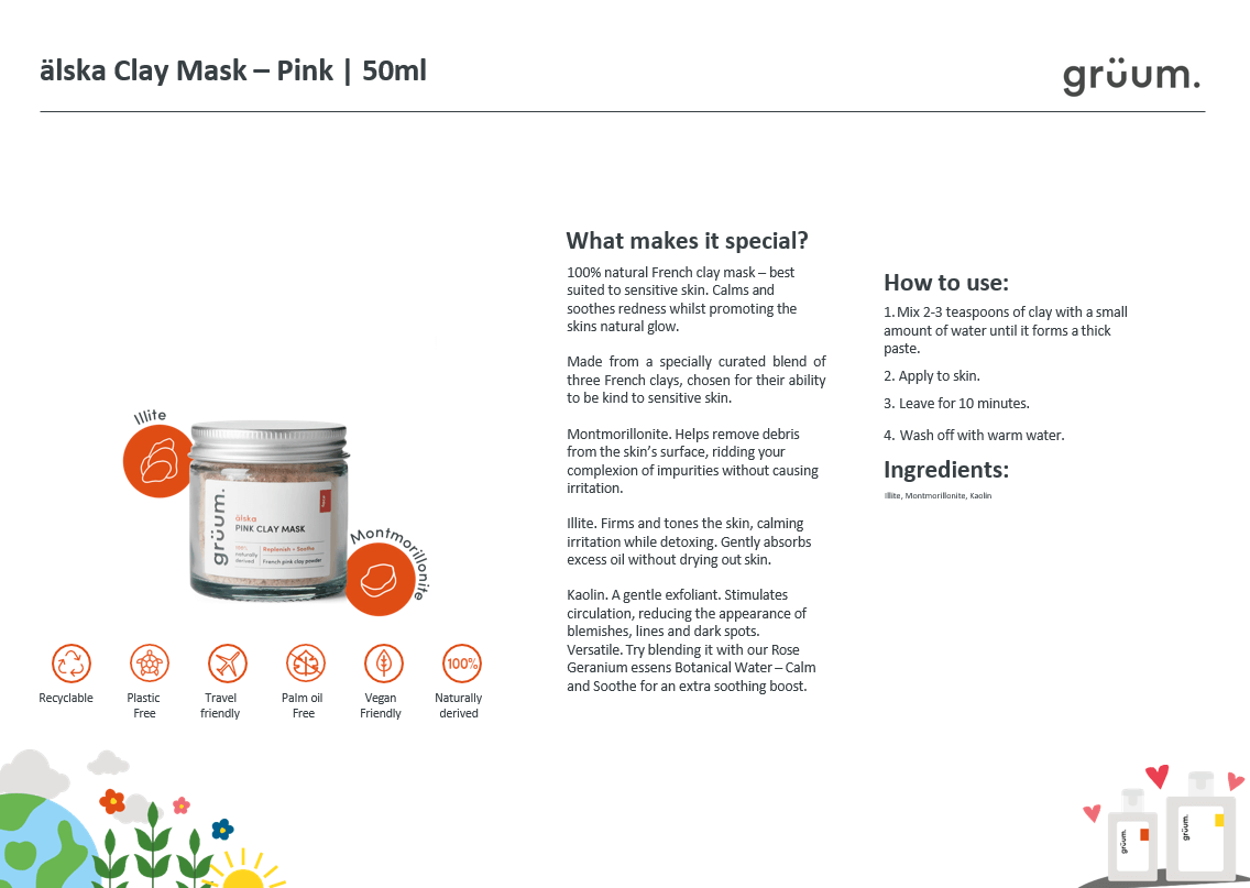 grüum älska Pink Clay Face Mask-Gruum-Ansiktsmaske-JKSHOP