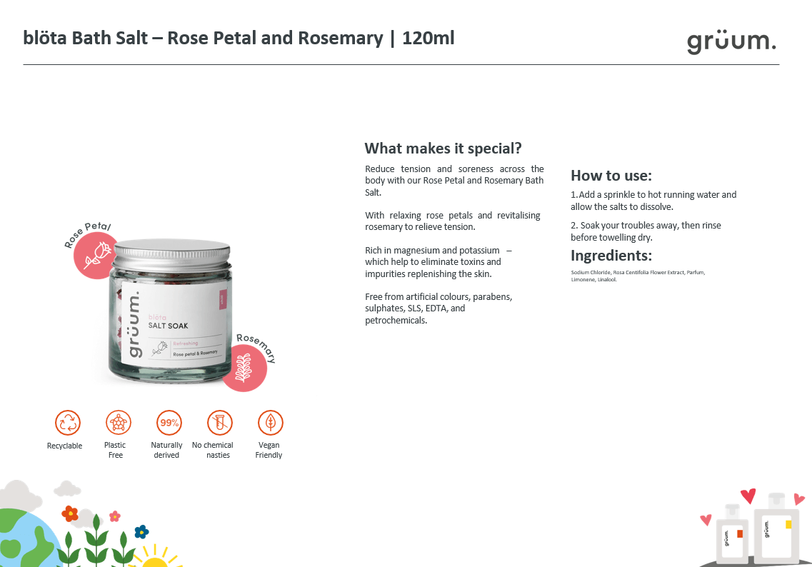 grüum blöta Salt Soak Rose Petal and Rosemary-Gruum-Badesalt-JKSHOP