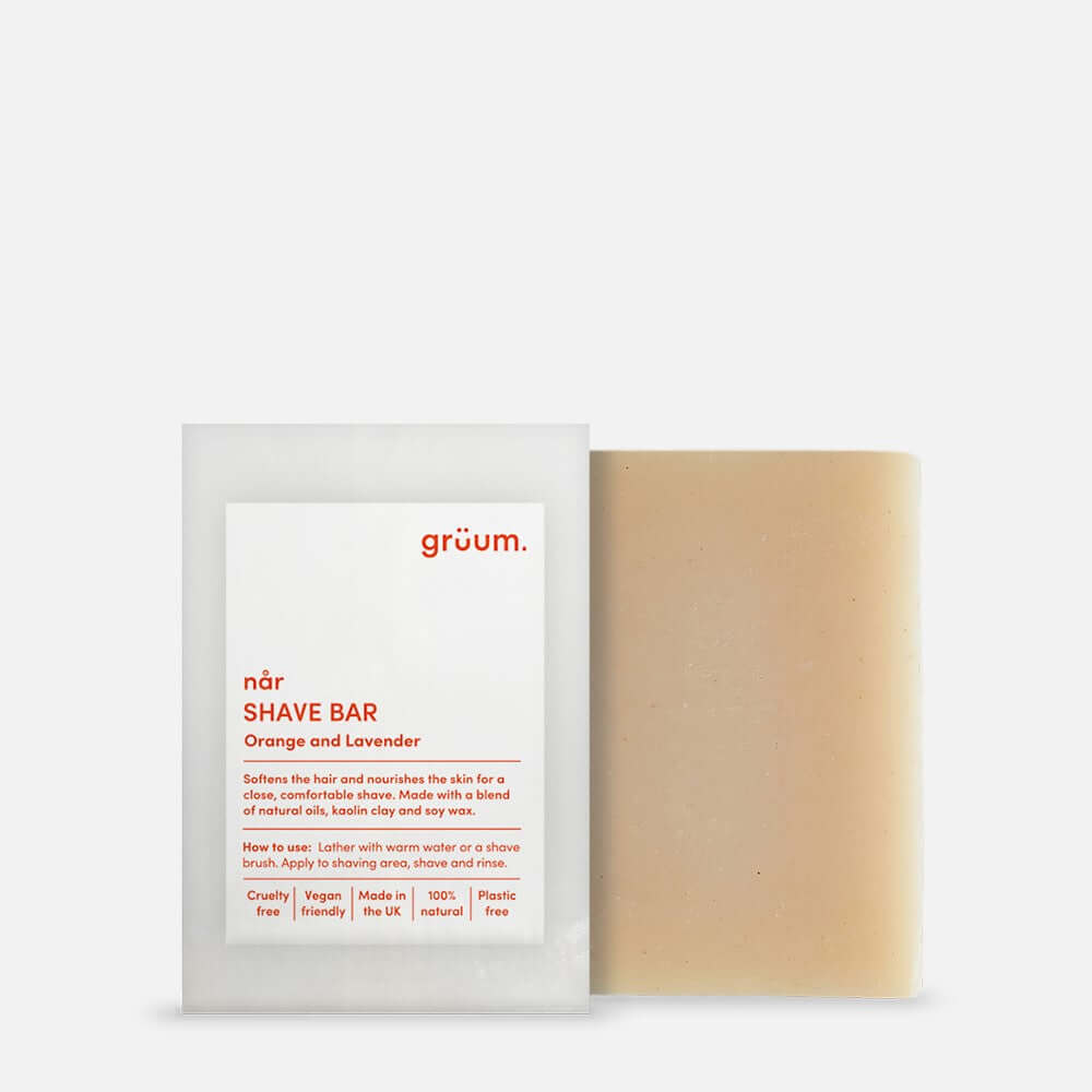 grüum når Zero Plastic Shave Bar - Orange & Lavender-Gruum-Barbersåpe-JKSHOP