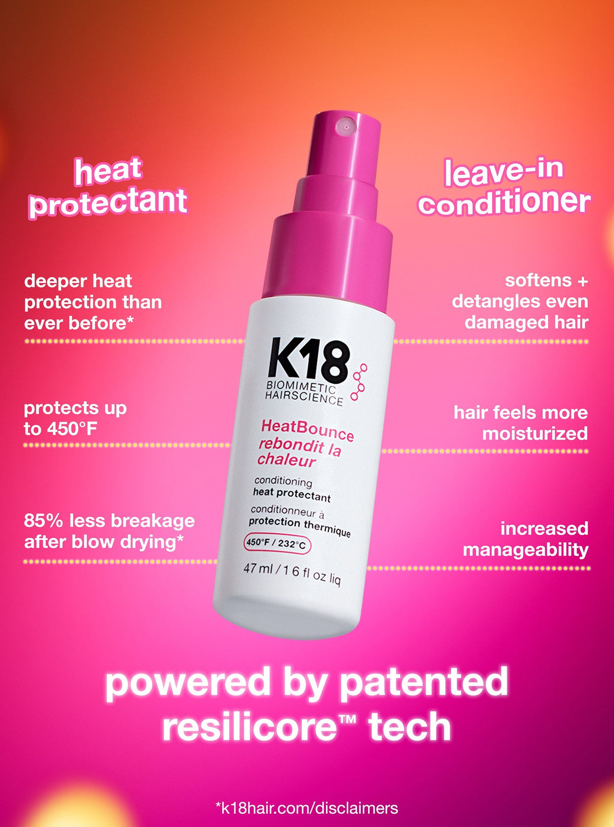 K18 HeatBounce 47 ml – varmebeskyttelse og pleie
