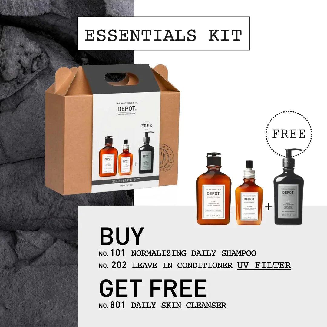 No. 01 Essentials Kit | Hår- og hudpleiesett | Depot | JK SHOP | JK Barber og herre frisør | Lavepriser