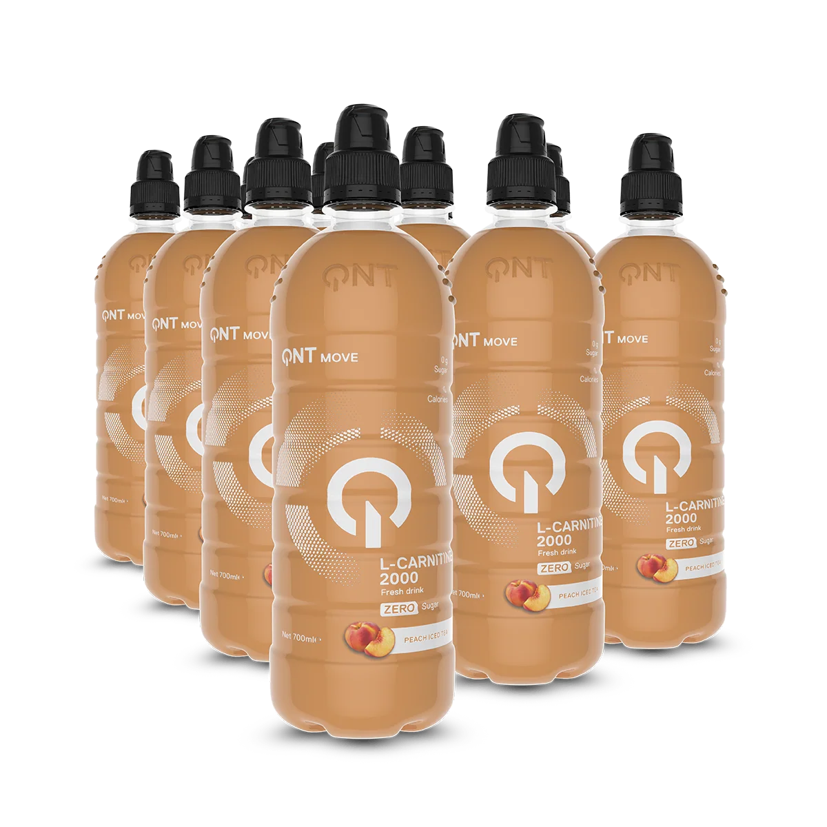 QNT L-Carnitine 2000 mg Drink 12 x 700 ml Peach Ice Tea L-karnitin drikk
