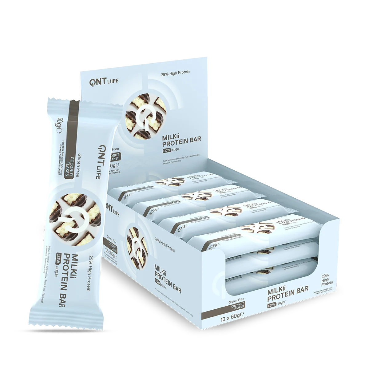 QNT Milkii Protein Bar Coconut flakes proteinbar eske 12 x 60 g