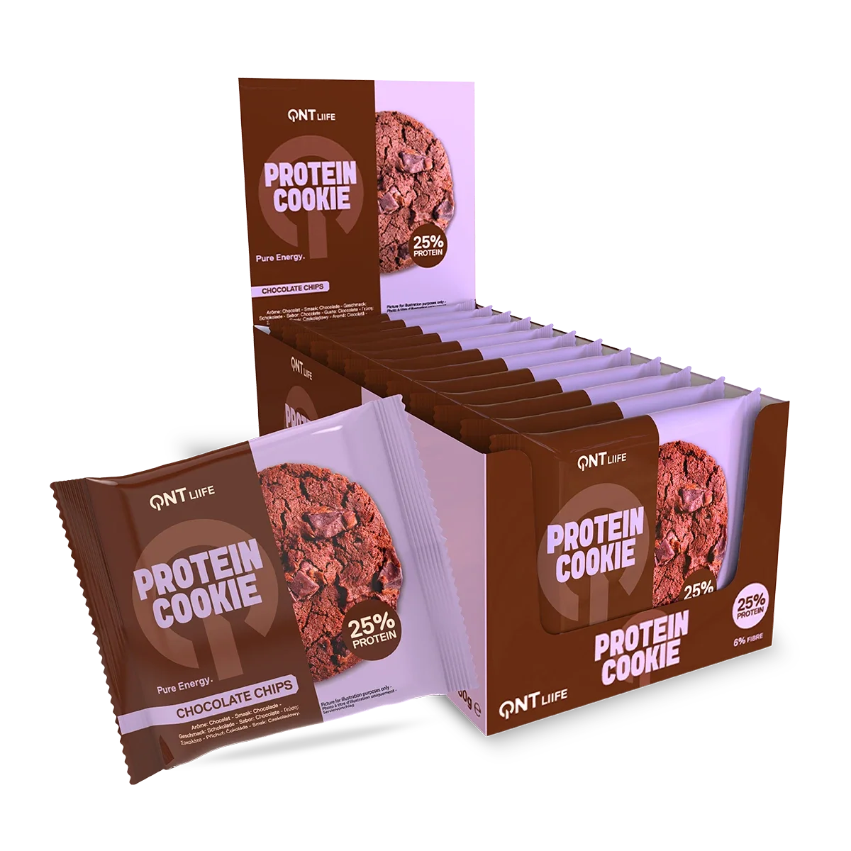 QNT Protein Cookie 12 x 60 g proteinkjeks Chocolate Chips