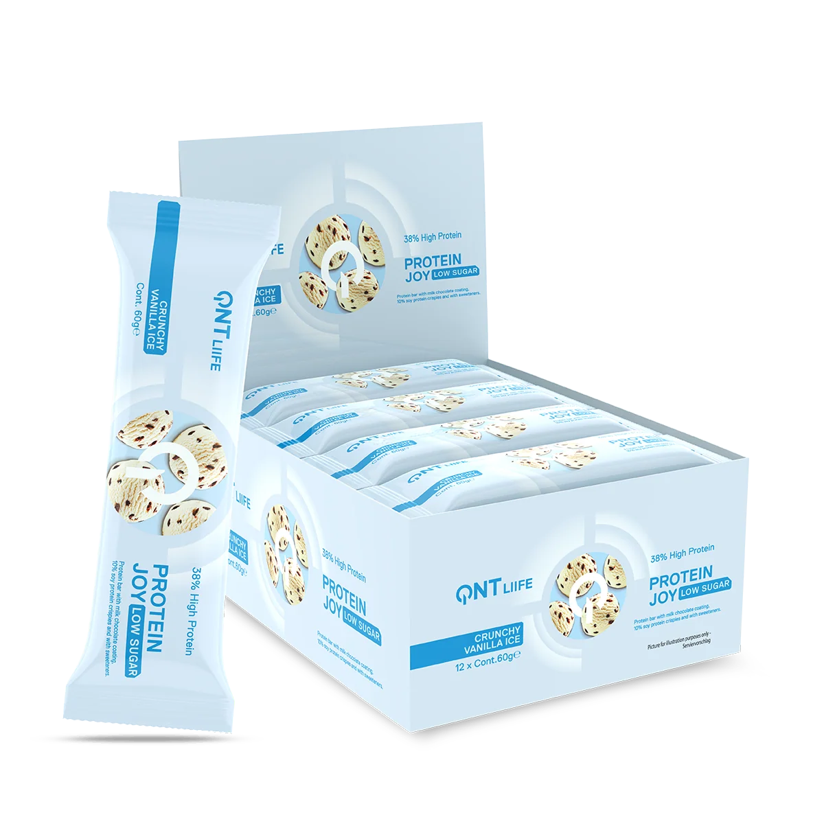 QNT Protein Joy Low Sugar Bar Crunchy Vanilla Ice proteinbar 12 x 60 g