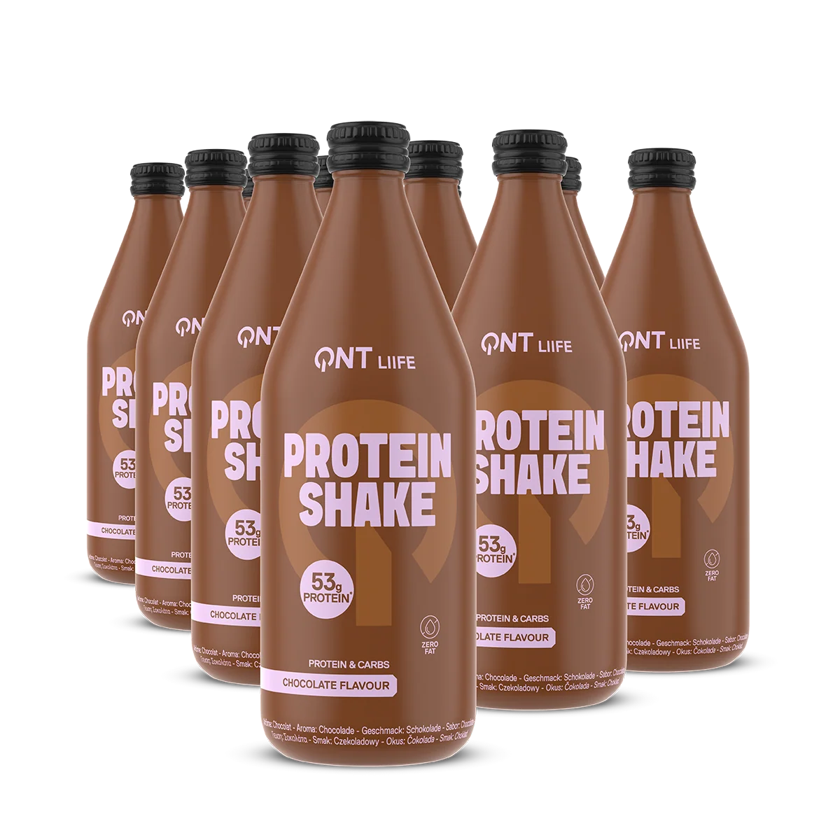 QNT Protein Shake glassflaske 500 ml proteindrikk Chocolate