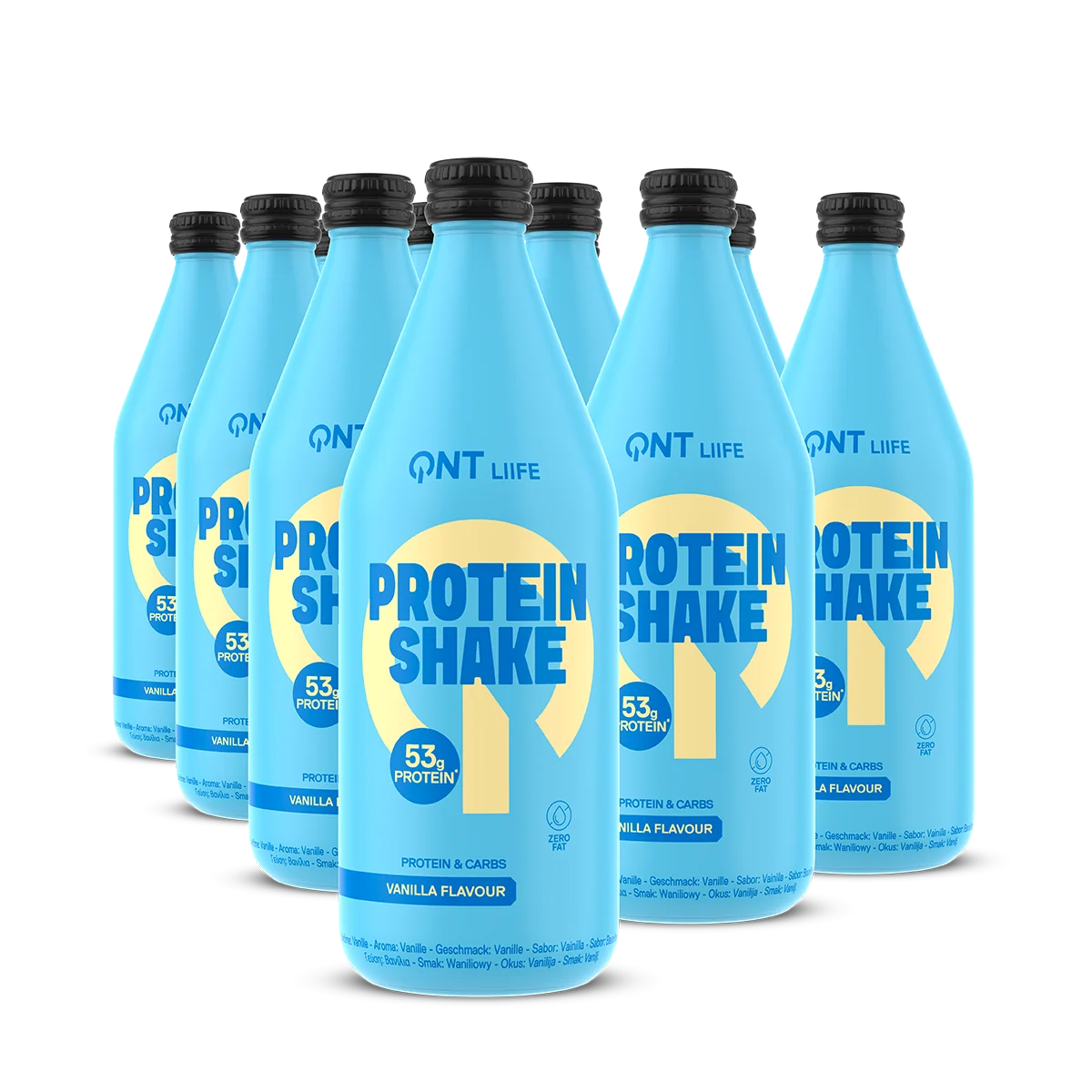 QNT Protein Shake glassflaske 500 ml proteindrikk Vanilla