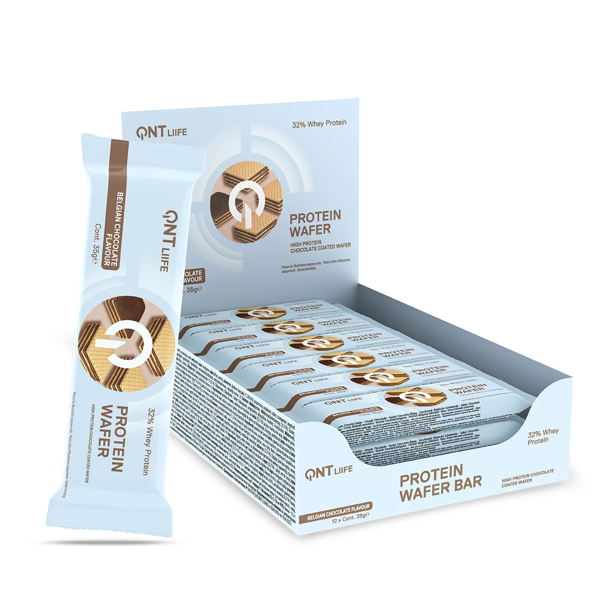 QNT Protein Wafer Bar 12 x 35 g proteinbar Belgian Chocolate