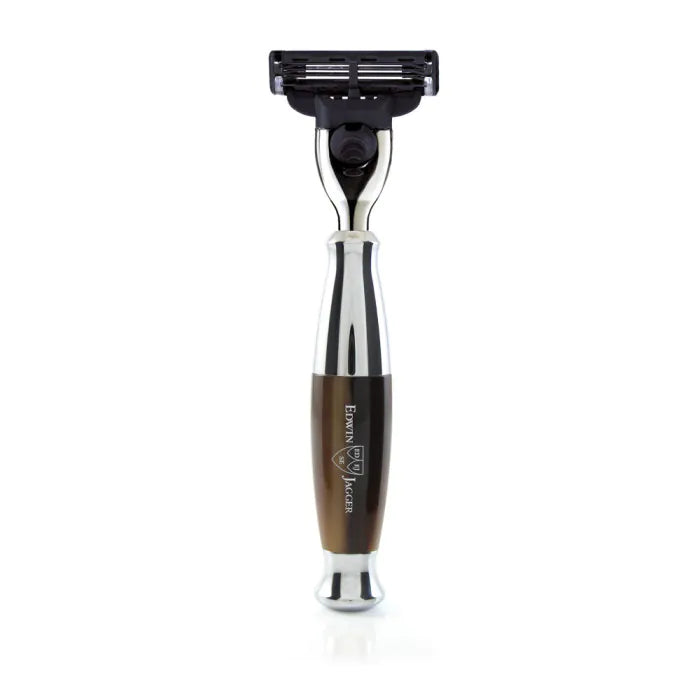 Edwin Jagger Gillette® Mach3® razor, imitation light horn, chrome plated