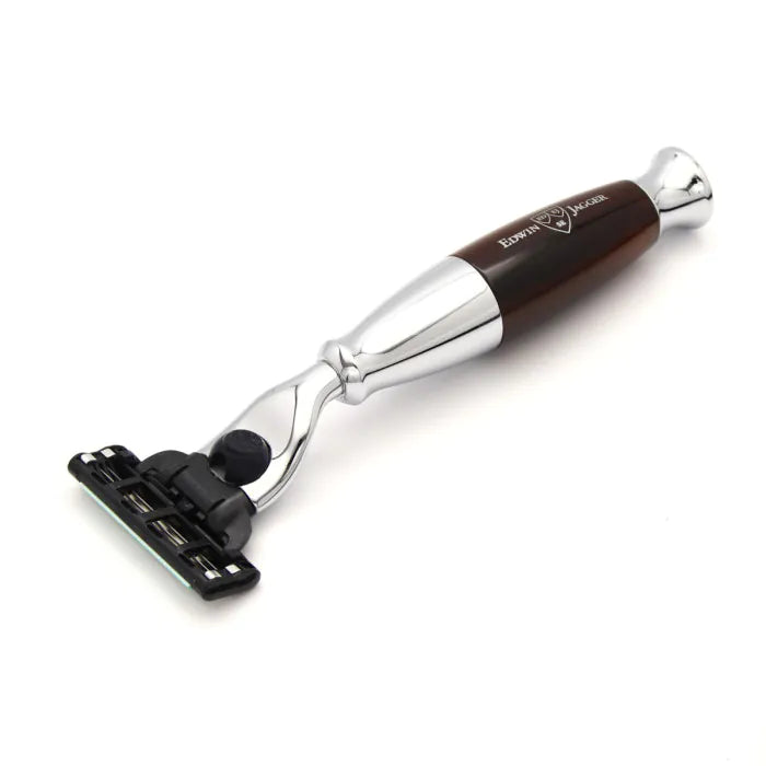 Edwin Jagger Gillette® Mach3® razor, imitation light horn, chrome plated