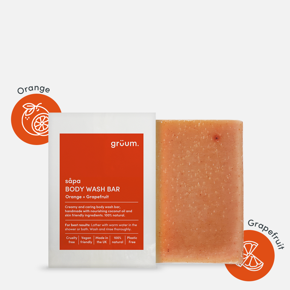 grüum såpa Zero Plastic Body Bar - Orange & Grapefruit