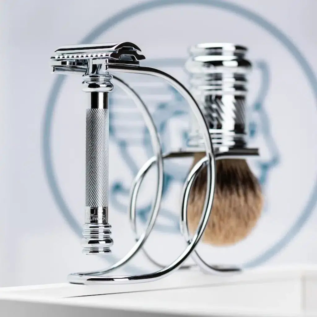 Merkur, Shaving Set- Silvertip Shaving Brush & Safety Razor- Chrome