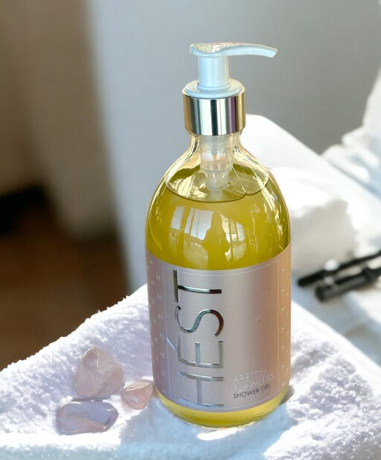 Terrigeno HEST Shower Gel + Rosenkvartsstener Rretty Flawless 500ml - Shower Gel - JK-Shop