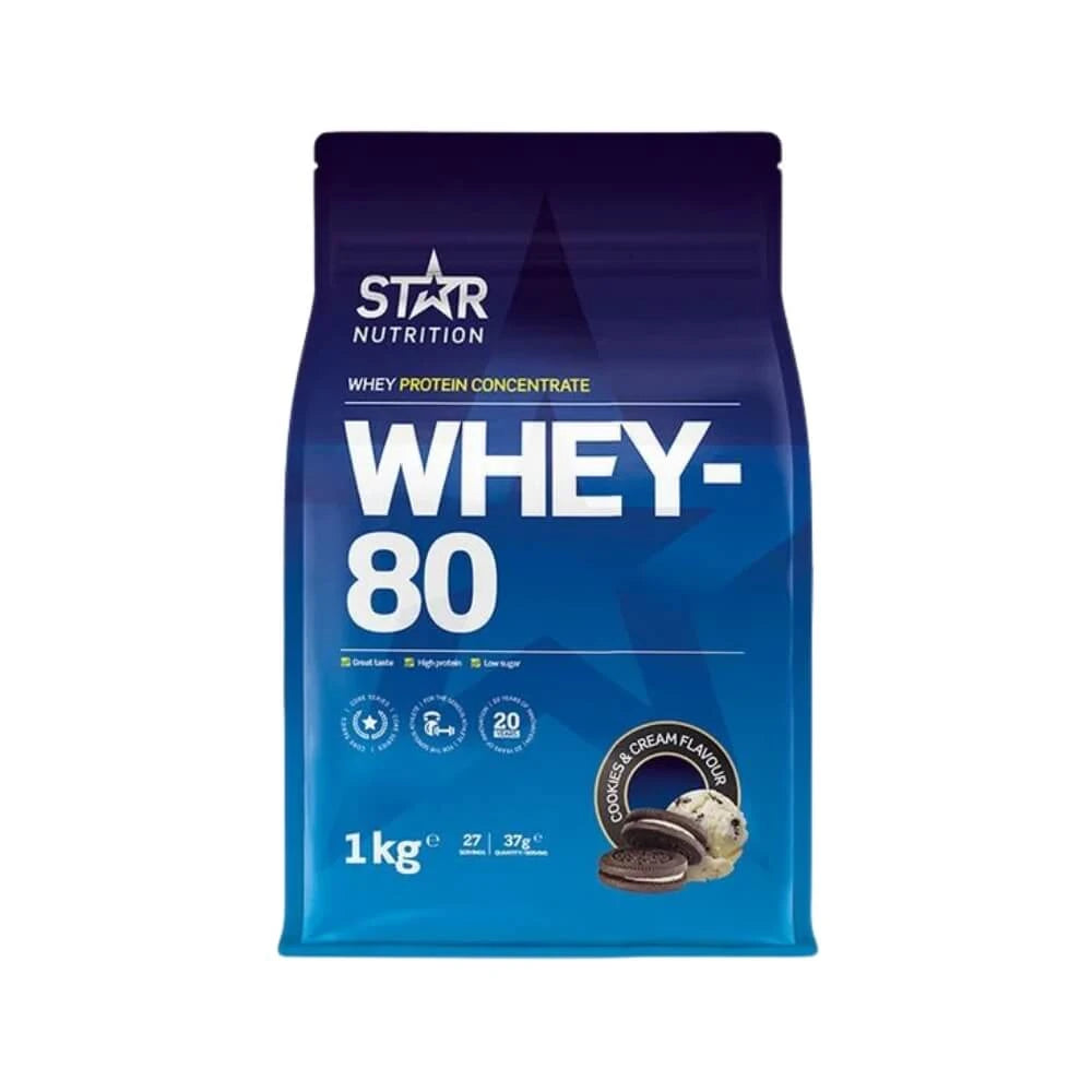 Star Nutrition Whey-80 Myseprotein 1 kg Cookies and Cream