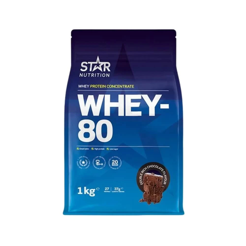 Star Nutrition Whey-80 Myseprotein 1 kg Double Rich Chocolate