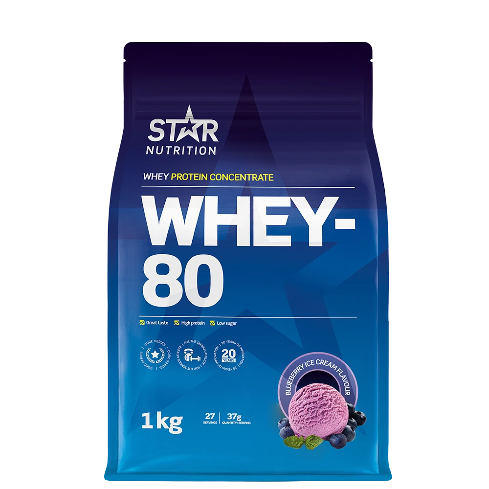 Star Nutrition Whey-80 Myseprotein 1 kg Blueberry Ice Cream