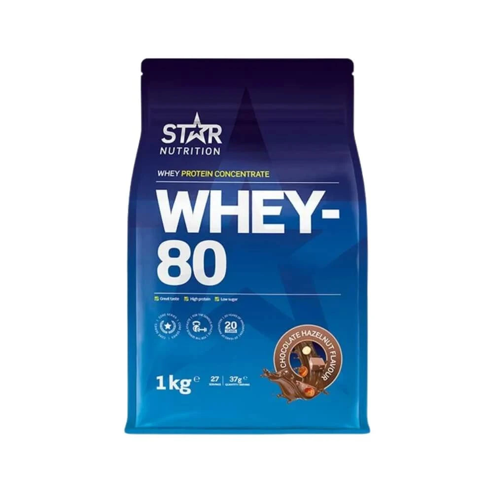 Star Nutrition Whey-80 Myseprotein 1 kg Chocolate Hazelnut