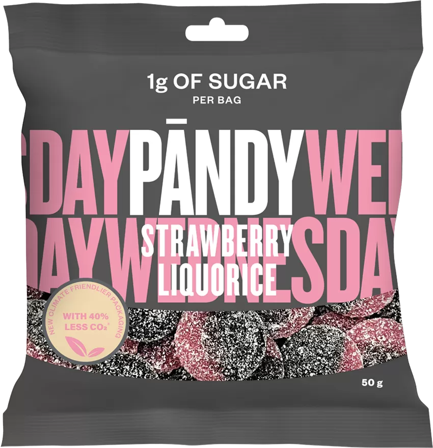 Pandy Candy, 50g x 14stk, Strawberry/Liquorice